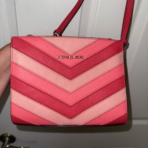 Michael Kors Red and Pink Chevron Crossbody Bag